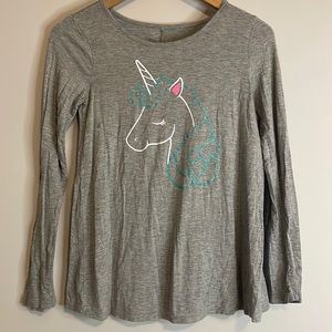 Justice unicorn outline and glitter Long Sleeve tee Sz 14